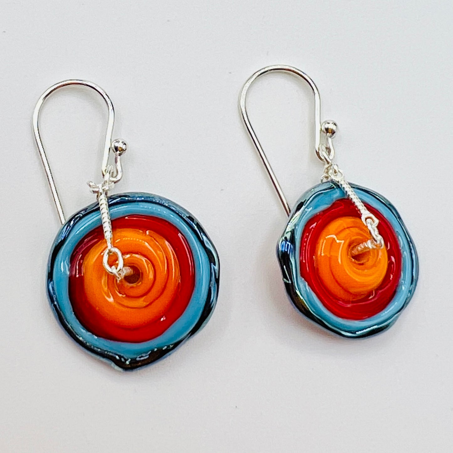 "Tropical Circles"... colorful lamp work glass earrings