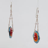 "Long Tropical Circles"... colorful lamp work glass earrings