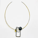 Bold and geometric....steel necklace with 24K gold