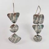 "Asymmetrical and Geometric"...Sterling Etched Dangle Earrings