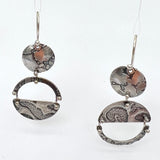 "Cosmic Asymmetry"...Minimalist Circular Sterling Etched Earrings
