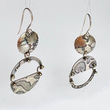 "Cosmic Asymmetry"...Minimalist Circular Sterling Etched Earrings