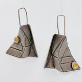 "Triangular and Architectural"...Unusual Sterling/24K Earrings