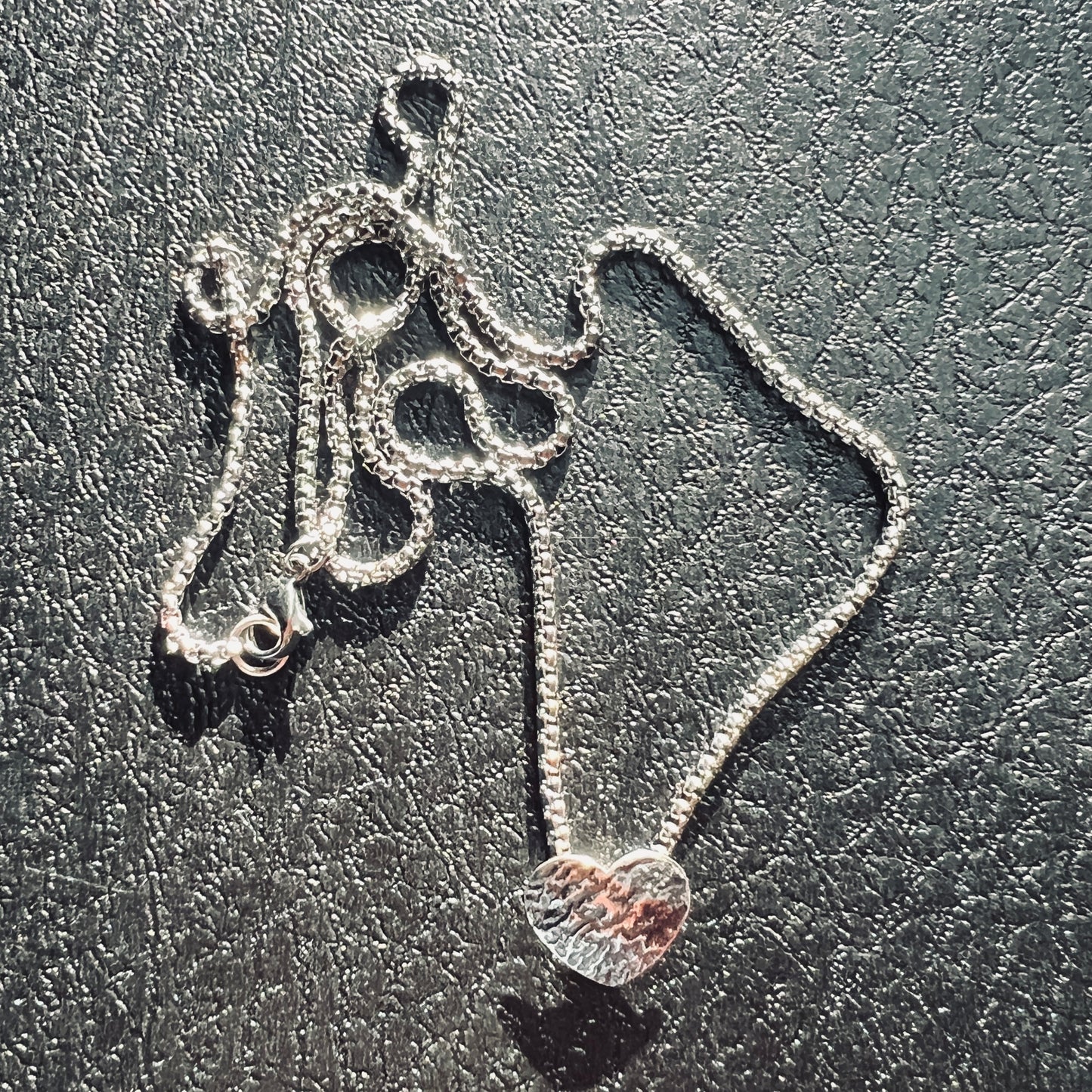 Minimalist Heart Necklace...etched sterling silver