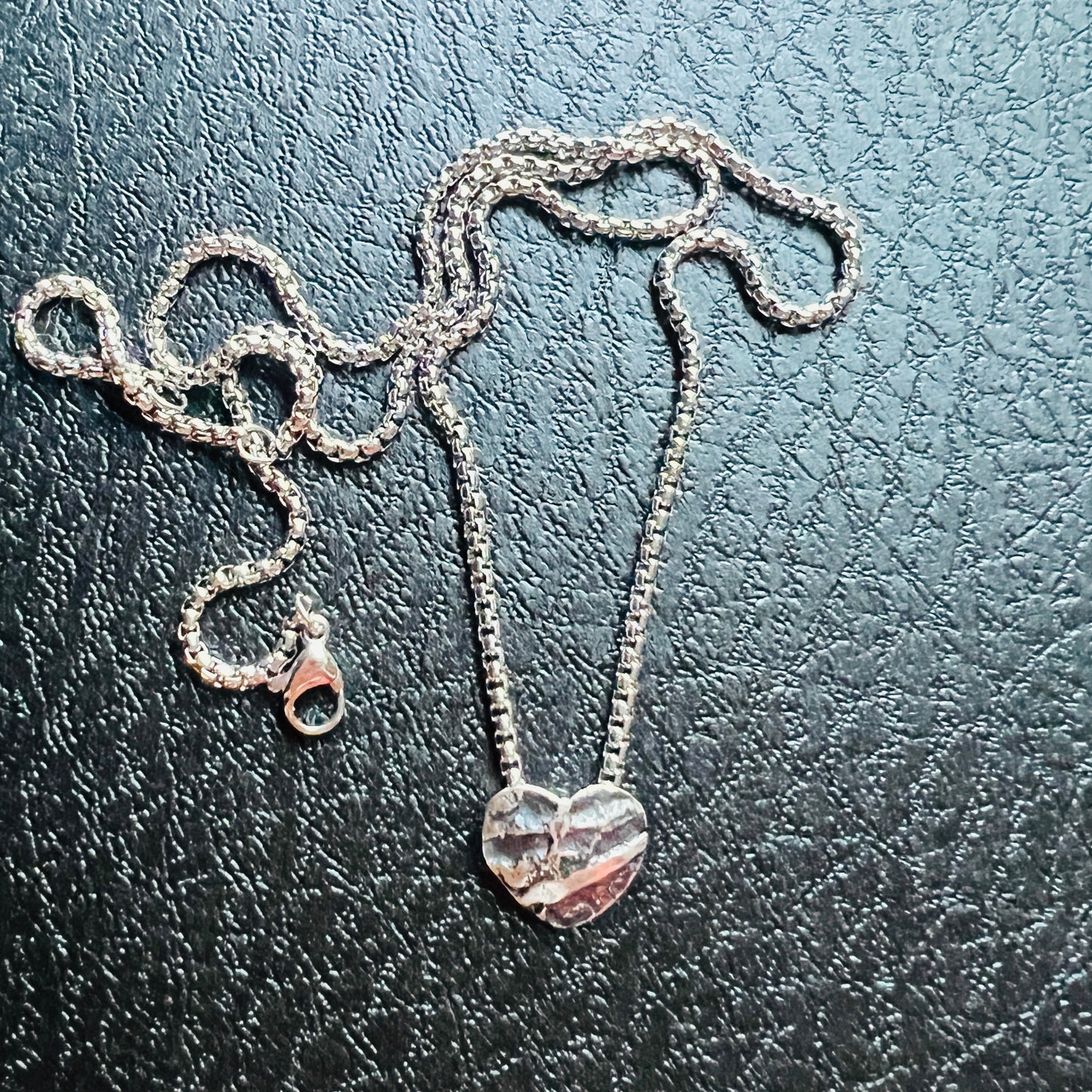 Minimalist Heart Necklace 2...etched sterling silver