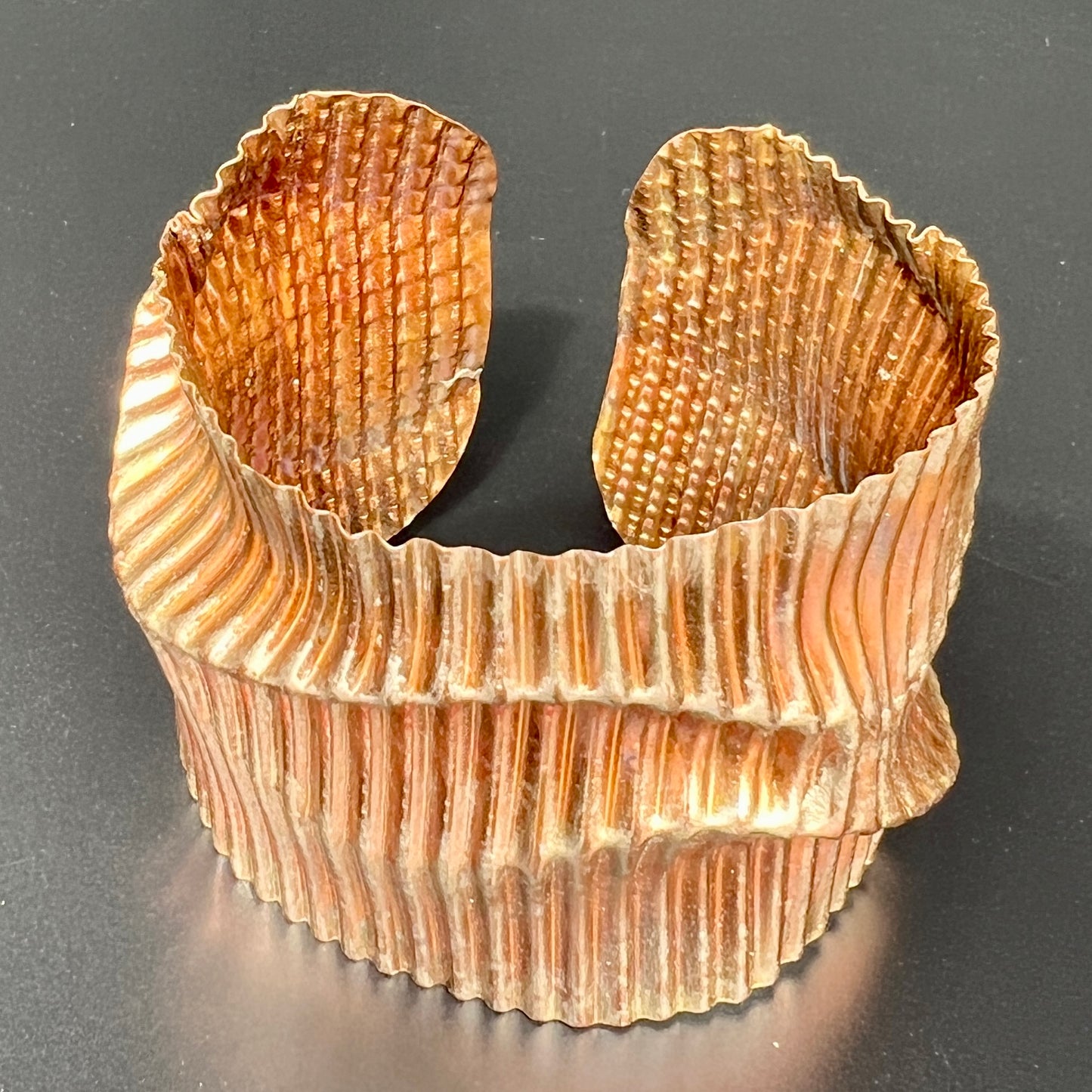 Lush Golden Corduroy 3...wide unisex copper cuff