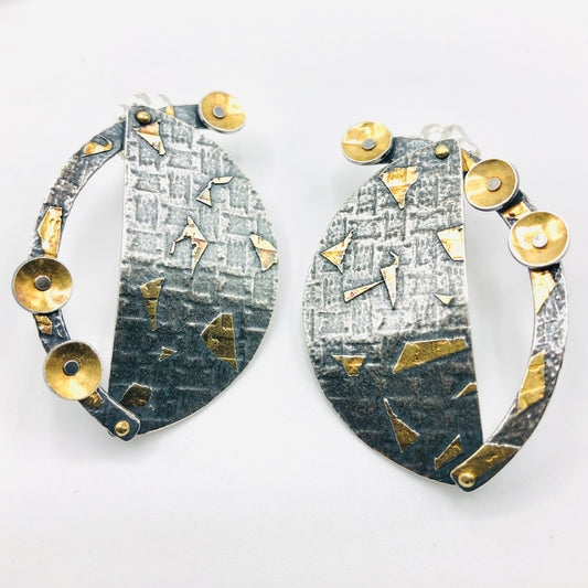 24k Gold on Sterling Silver Post Earrings. Lots of texture and dimension, they are one-of-a-kind and truly gorgeous!