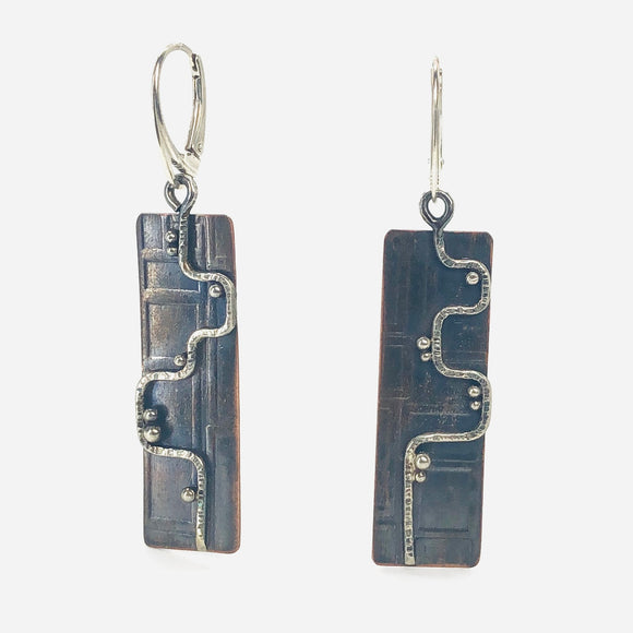 Art Deco...copper and sterling silver earrings