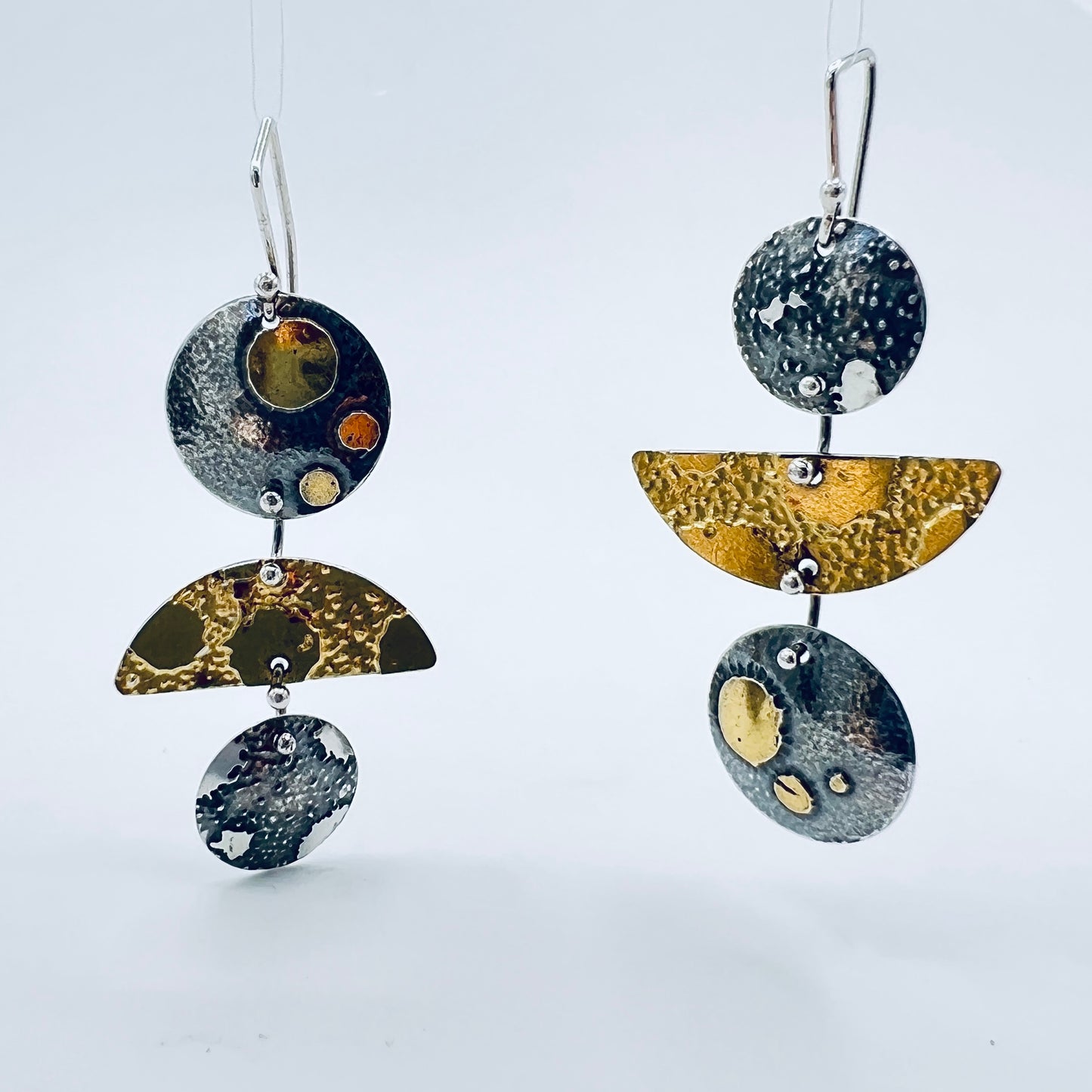 Custom Order. Fun 3 part dangles in sterling with 24K