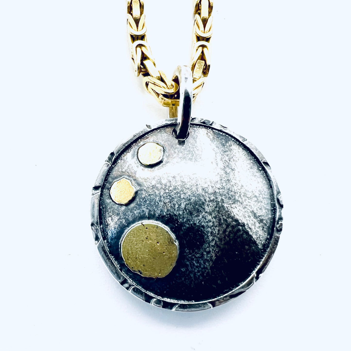 Custom Order. Oxidized 24K gold/sterling reversible pendant