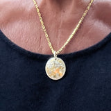 Custom Order. Shiny 24K gold/sterling silver reversible pendant