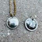 Custom Order. Shiny 24K gold/sterling silver reversible pendant