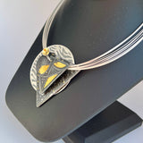 Celestial Triangle...sterling, steel and 24K gold necklace