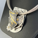 Starry Night Asteroid...sterling, steel and 24K gold necklace