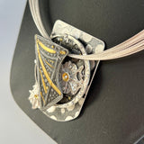 Starry Night Asteroid...sterling, steel and 24K gold necklace