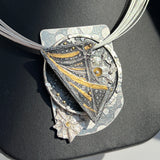 Starry Night Asteroid...sterling, steel and 24K gold necklace