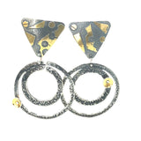 Polka dot acid etched sterling silver with 24K pendant