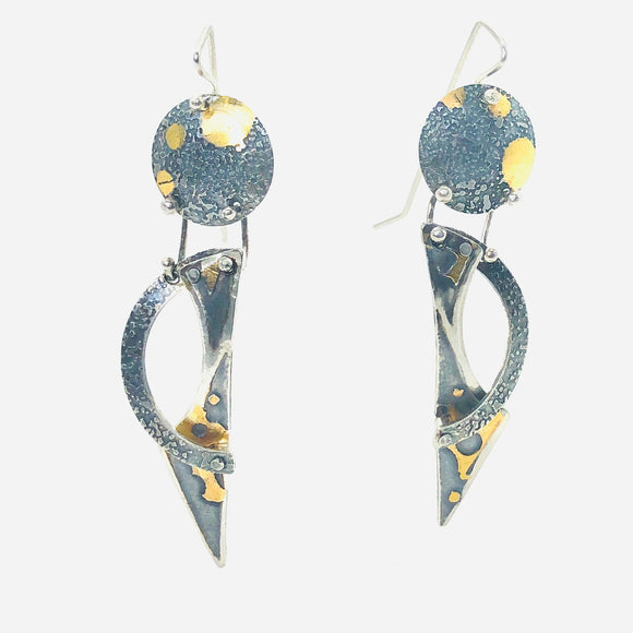 3 Dimensional 24K Gold on Sterling Silver Earring