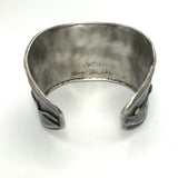 Bold statement cuff bracelet with an Art Deco Vibe!   24K gold accents on deeply textured cuff bracelet commands attention!