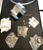 24K gold/sterling silver geometric/celestial pendant
