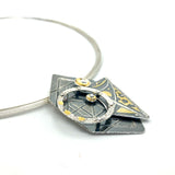 24K gold/sterling silver geometric/celestial pendant