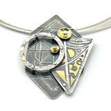 24K gold/sterling silver geometric/celestial pendant