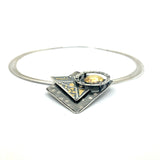 Polka dot acid etched sterling silver with 24K pendant