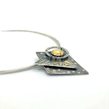Polka dot acid etched sterling silver with 24K pendant