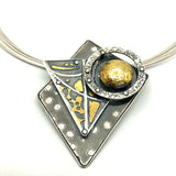 Polka dot acid etched sterling silver with 24K pendant