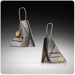 "Triangular and Architectural"...Unusual Sterling/24K Earrings