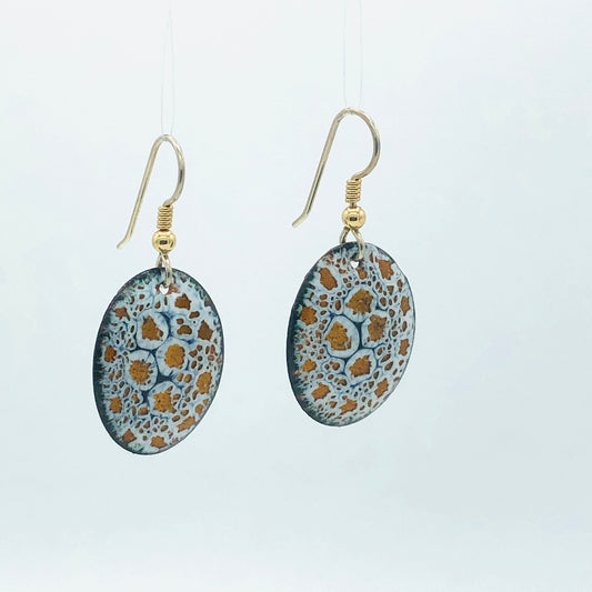 Black/white/gold oval dangles