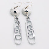 Black onyx bold geometric dangle earrings