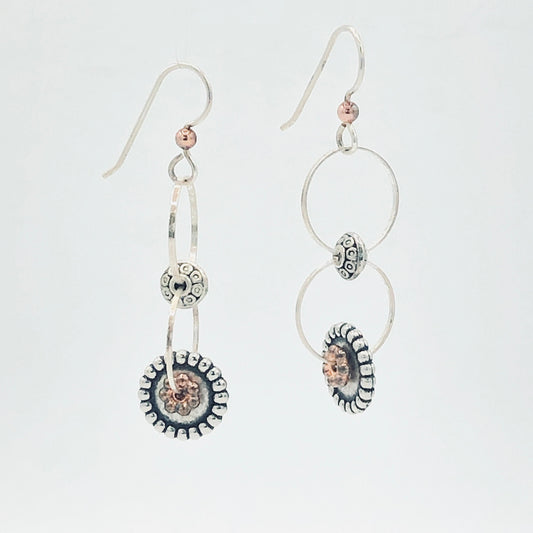 Handmade steampunk "watch parts" design dangle earrings by DianaHDesigns. Sterling ear wires, gears & circles, one-of-a-kind, lightweight.