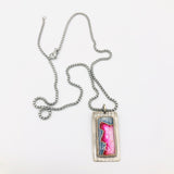 Pink/Grey Contemporary ad Geometric Cloisonné Enamel/Sterling Silver Necklace