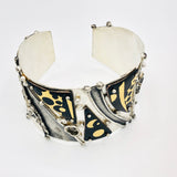 Dramatic cuff bracelet 24K gold on black enamel