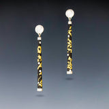 Long statement earrings in 24K gold/enamel
