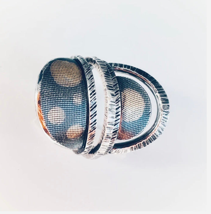 Bold 3 Part Sterling Silver and 24K Gold Geometric Ring