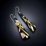 "Electromagnetic Energy"....contemporary steel and 24K gold dangle earrings