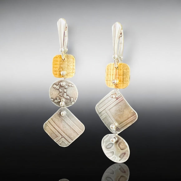 Tiered Mixed-Metal Textured Dangles