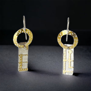 Art Deco Columns...Silver, 24K Gold Dangles