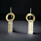 Art Deco Columns...Silver, 24K Gold Dangles