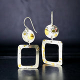 Shiny Geometric  Sterling Silver/24K Gold Earrings