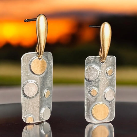 Modern Mixed-Metal Rectangle Posts — 24K Gold & Fine Silver