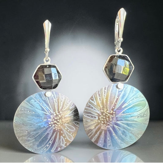 Celestial Echo – Titanium & Smoky Quartz Earrings