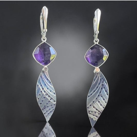 Violet Breeze – Titanium & Amethyst Earrings