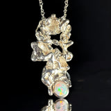 Sterling Silver Coral Necklace with Opal