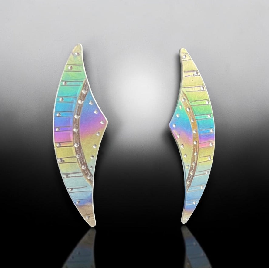 Aurora Curve – Anodized Titanium Post Earrings