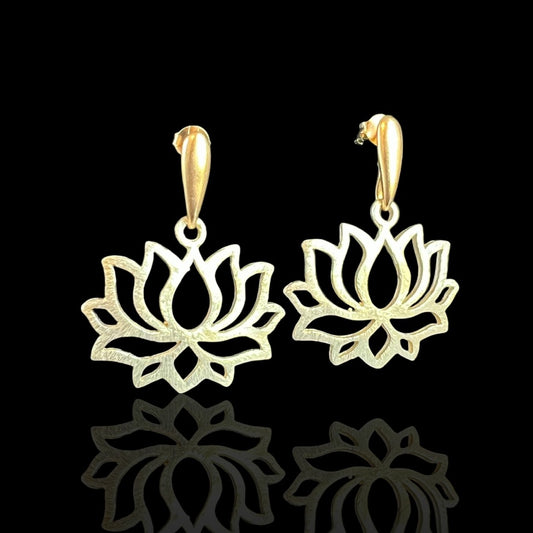 Gold Lotus Flower Earrings