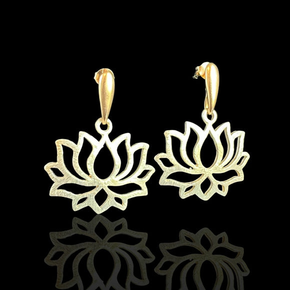 Gold Lotus Flower Earrings
