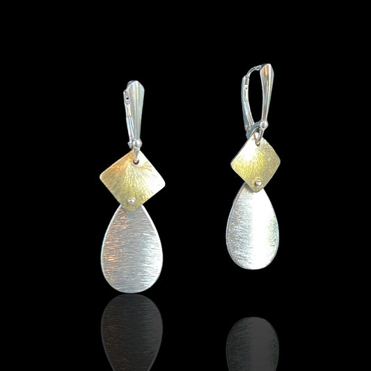 Silver Gold Diamond Teardrop Earrings